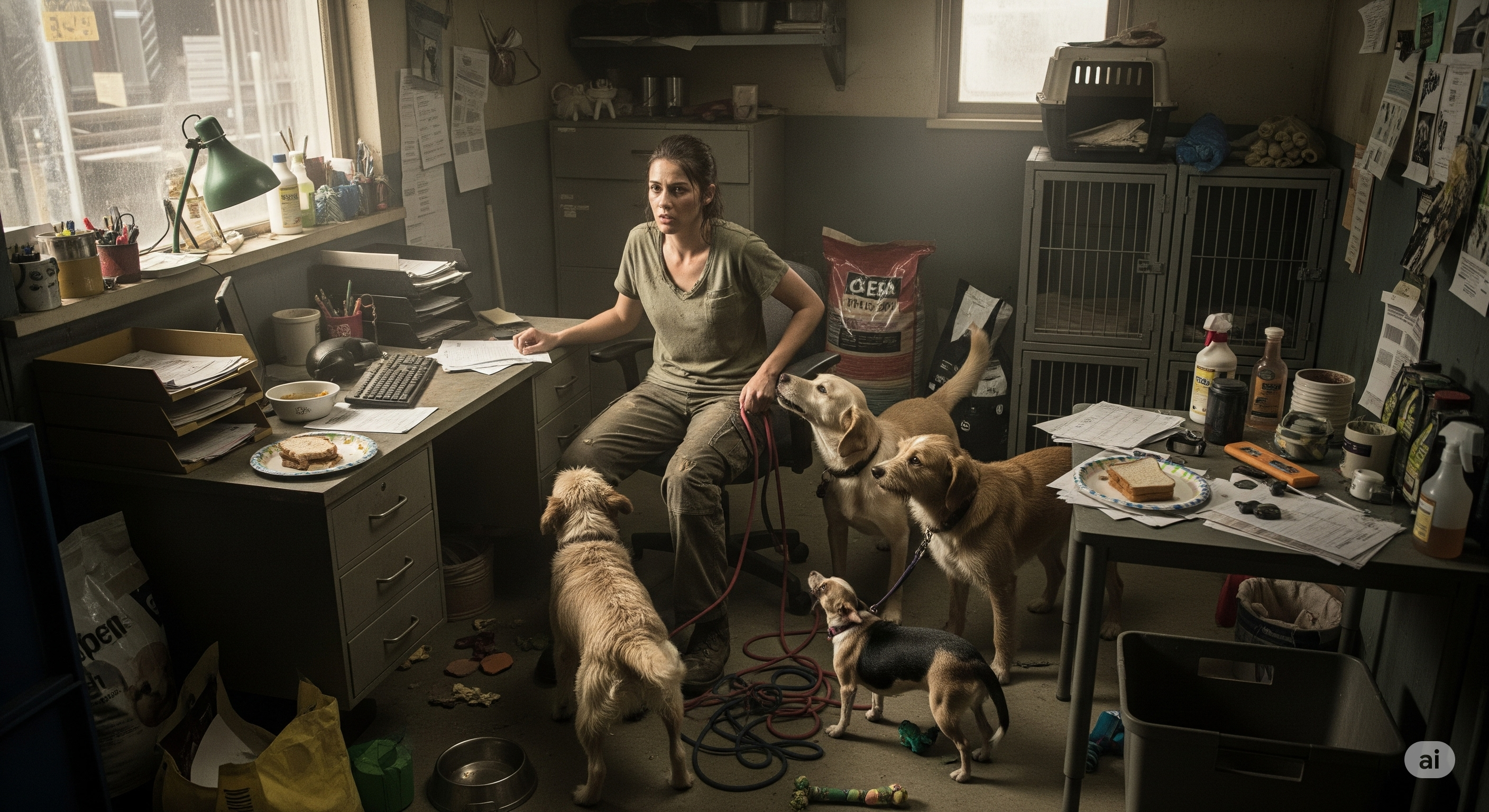 A crowded animal shelter highlighting the scale and urgency of the problem